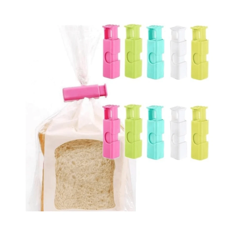 4/12/20pcs Bread Bag Clips, Bagel Bag Clips, Sealing Clips, Easy Squeeze Lock, Suitable For Various Bags Sealing, Household Kitchen Supplies - Multicolor - View 1