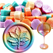 100颗带闪光的蜡封珠，适用于蜡封印章，是婚礼请柬、信封、信件、DIY工艺品和礼品包装的经典装饰。 - 100 PCS 珠光蠟粒 - 查看 2