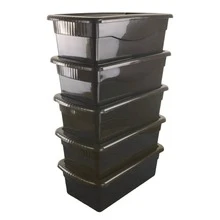 5 Plastic Storage Boxes, Shoe Rack, Multipurpose Organizer - Black - View 6