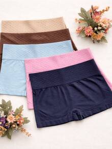 Set Of Up To 5 Women's Boxer Briefs, Short Style, Assorted Colors, 10cm Waistband, Butt-Lifting Effect - 彩色 - 查看 7