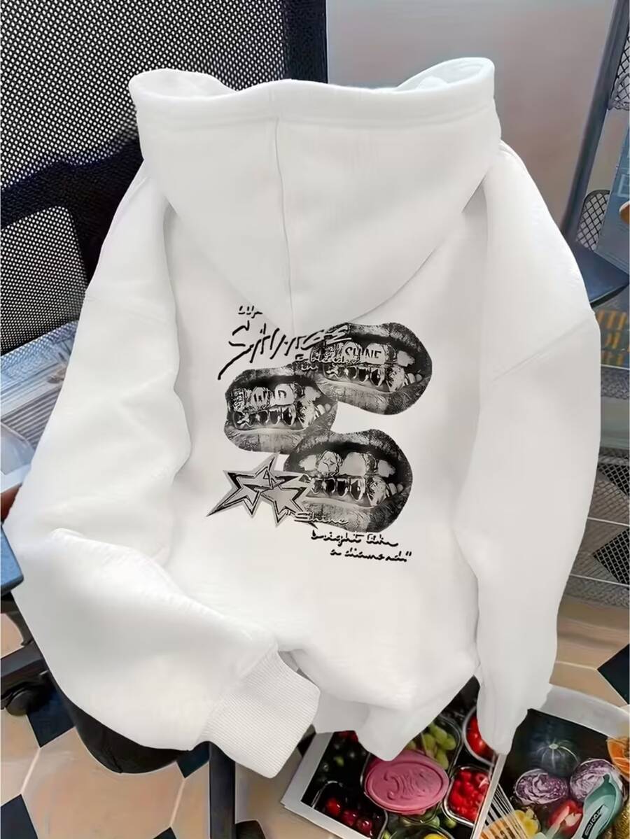 Hoodie With Kangaroo Style For Cold Weather, Printed Model: Boca Savge - Special New Arrival Winter 2026 Comfortable Practical - 白色 - 查看 1