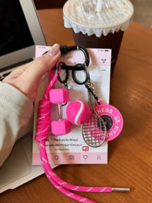 Móc khóa vòng tay dệt hình tạ tay và vợt tennis thủ công, phụ kiện móc chìa khóa xe hơi, thích hợp làm đồ dùng Halloween, quà tặng, trang trí ba lô, trang trí ngày lễ, quà tặng tiệc tùng, móc khóa độc đáo, trang sức sáng tạo, dệt bền chắc, vòng tay thủ công, mặt dây chuyền vợt tennis, vật dụng nhỏ trang trí, thích hợp cho người yêu thể thao và người sưu tầm phụ kiện, mặt dây chuyền túi thể thao mini mô phỏng thời trang, trang trí treo đồ tập thể dục, mặt dây chuyền túi tạ tay mô phỏng, mặt dây chuyền túi tạ đòn, mặt dây chuyền túi vợt tennis, dệt - Nhiều màu - Xem 3