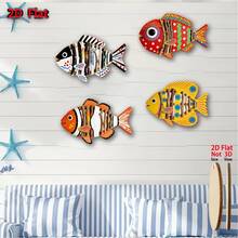 4pcs Vibrant 2D Flat Wooden Tropical Fish Wall Art, Decorative Aquarium Fish, Suitable For Outdoor/Indoor Use, Yard, Garden, Fence, Aquarium, Ocean Theme, Bathroom, Holiday Gift - Multicolor - View 7