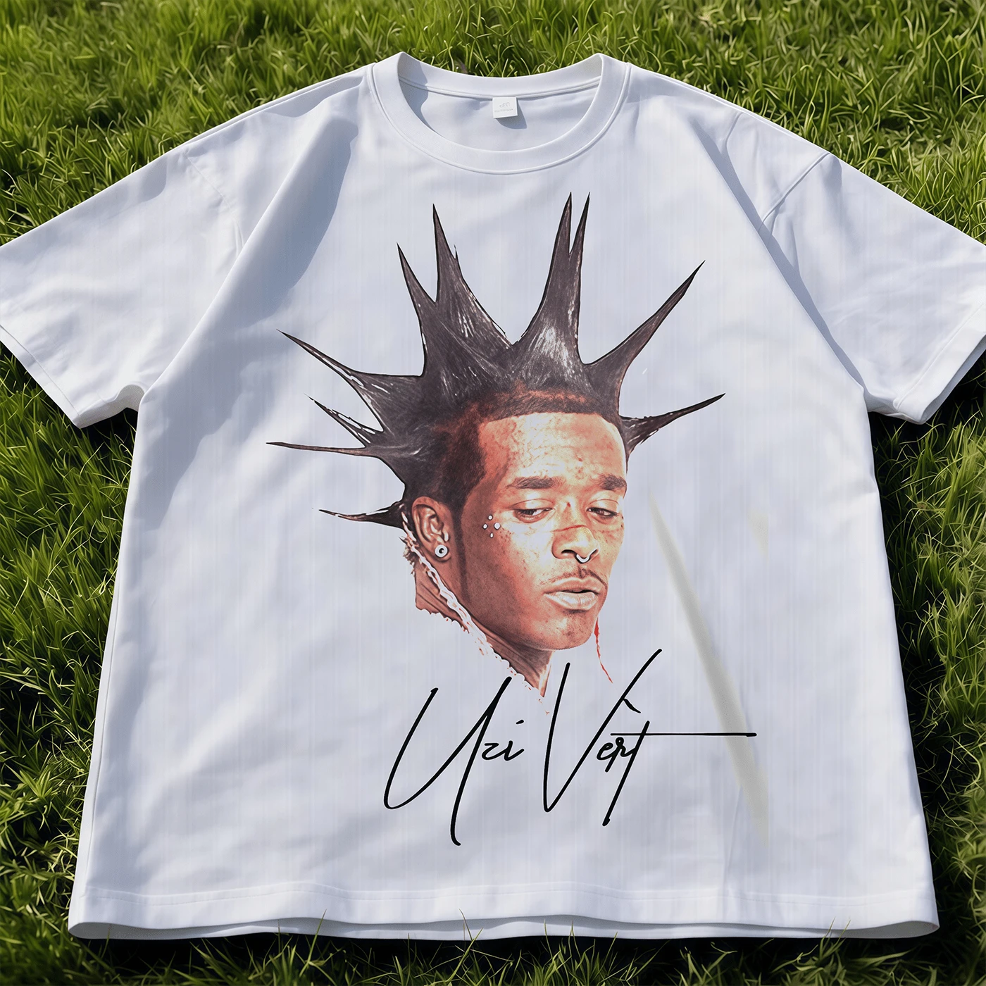 LilUziVert Portrait White T-Shirt | Unisex Retro Nostalgia Hip-Hop Fan Merch - trắng - Xem 1
