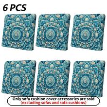 1pc/2pcs/6pcs/8pcs Digital Printed Outdoor Sofa Cover, Floral Mandala Pattern Design, Protect Sofa Furniture Home Decor, Machine Washable Patio Cushion Cover With Elastic Band, Outdoor Sofa Seat Cushion Cover, Patio Furniture Cover, Living Room Furniture Protector, Suitable For Garden, Park, Indoor And Outdoor Sofa Cushion, Sectional Sofa And Armchair - A - View 12