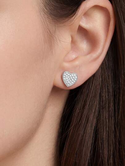 Bông tai hình trái tim bằng bạc S925 mạ vàng trắng đính đá Cubic Zirconia, kiểu dáng ngọt ngào, không gây dị ứng, thích hợp cho tai xỏ lỗ, món quà lãng mạn dành cho phái nữ, phù hợp cho công sở và ngày Valentine.