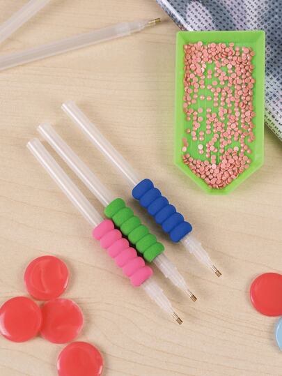 7个彩色海绵防滑指套，透气海绵设计，适用于各种笔型，适合手工爱好者、十字绣、钻石画、学生练字、书法训练、长时间手工创作。