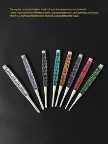 8pcs Crochet Hook Set, Size 2.5mm-6.0mm, Crystal Handle, Transparent & Exquisite, High-End Appearance, Fresh Texture, Suitable For Crocheting Scarves, Hats, Dolls, Sweaters, Hair Accessories And Bags - Crochet Hook - View 1
