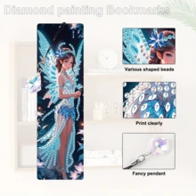 Bộ 4 chiếc bookmark tranh đính đá, quà tặng tranh đính đá pha lê kèm mặt dây chuyền kim cương, bookmark đọc sách thủ công tự làm lấp lánh cho gia đình, văn phòng, trường học, quà tặng cho người yêu sách. - Xem 2