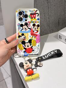 This Disney Mickey Mouse Lanyard Phone Case Is Fully Covered In TPU Material. It's Shockproof, Lightweight, And Compatible With IPhone17/16/11/13/15/15 Plus/15 Pro/15 Pro Max/12/14 Pro Max/11 Pro Max/12 Pro/12 Pro Max/13. This Phone Case Makes A Popular Birthday Gift Or Business Gift; It's Durable, Stain- And Fingerprint Resistant, And Suitable For Both Men And Women. The Set Also Includes A Mickey Mouse Phone Case And A Mickey Mouse Plush Bracelet. It's A Perfect Gift For Friends And Family. This Stylish Phone Case Is Fun, Lightweight, And Durable. IPhone17 Pro Max Phone Case, Minnie Mouse Phone Case. - trắng - Xem 1
