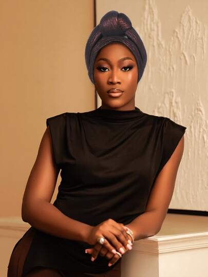 قطعة واحدة من غطاء الرأس الأفريقي الزمردي الأخضر اللامع المعدني للزفاف والحفلات