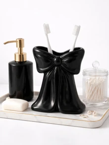 1pc Nordic Style Bowknot Toothbrush Holder, Electric Toothbrush Stand, Cosmetic Storage Rack, Toothbrush Organizer, Decorative Desktop Organizer, Elegant Room Decor, Home Decor, Space-Saving Storage, For Kitchen, Bathroom, Bedroom - Multicolor - View 6
