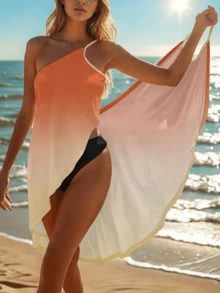 Đầm đi biển dáng suông bất đối xứng màu cam vàng ombre dành cho nữ của 26SS, thích hợp cho bikini và kỳ nghỉ hè. - Nhiều màu - Xem 1