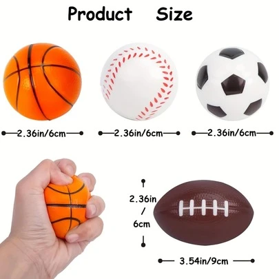 Sports Stress-Relief Balls, Mini Sports Foam Baseballs And Basketballs, Squeeze Balls Suitable For Sports Party Gifts, Classroom Prizes, Christmas Stocking Stuffers, Boys' Birthday Gifts, Pet Toys, Foam Balls, Party Favor Toys, Ball Game Gifts, Carnival Prizes. K6NV