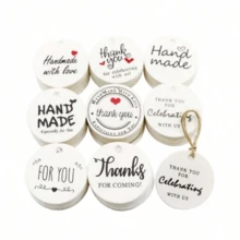 50pcs TAG+10M Hemp Rope 3cm White Handmade Hanging Tag Thank You - 3cm Round Pendant - View 6