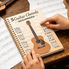 1 Beginner Guitar Chord Notebook, Basic Guitar Chord Chart Journal, 5 Common Chord Reference Guide Notebook, Acoustic Guitar Learning Plan Book, Perfect Gift For Beginner Guitarists, Birthday, Christmas, Music Lovers - A - View 5