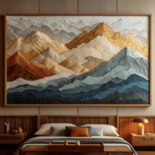1 Piece Of 2D Textured Canvas Artwork With A Mountain Theme, A Minimalist Bohemian-Style Living Room Wall Art (Optional Frame) - A - View 5