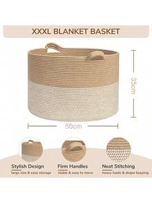 1pc Nordic Woven Storage Basket, Thick Foldable Laundry Organizer, Large Toy Basket For Home Bedroom Living Room, Durable Handmade Wicker Basket, Boho Decor Container For Clothes Blanket Organization - Multicolor - View 9