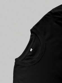1 pezzo Elegante T-shirt casual 100% cotone nera girocollo, stampa grafica sul retro con croce vintage multi gemma WELL-OFF Slogan, abbigliamento estivo quotidiano per vacanze e brunch - nero - Visualizzare 5