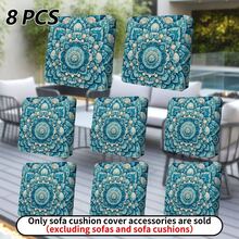 1pc/2pcs/6pcs/8pcs Digital Printed Outdoor Sofa Cover, Floral Mandala Pattern Design, Protect Sofa Furniture Home Decor, Machine Washable Patio Cushion Cover With Elastic Band, Outdoor Sofa Seat Cushion Cover, Patio Furniture Cover, Living Room Furniture Protector, Suitable For Garden, Park, Indoor And Outdoor Sofa Cushion, Sectional Sofa And Armchair - A - View 16