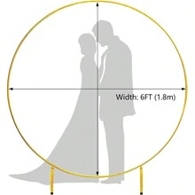 1 Set 1.8m/2m Diameter Round Metal Wedding Arch Backdrop Stand, Balloon Arch Decor Photography Background, Suitable For Wedding, Anniversary, Birthday Party, Bridal Shower And Other Occasions - Gold - View 8