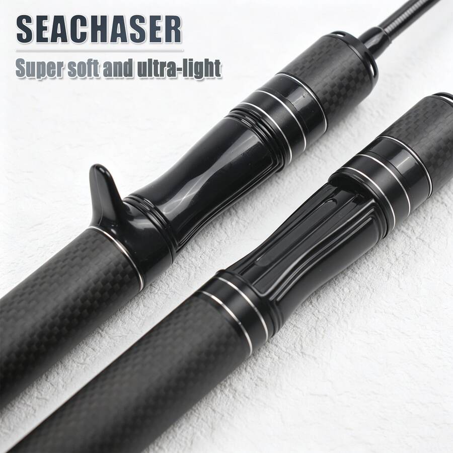 SEACHASER Ultra-Light 77g Carbon Fiber Medium Power Fishing Rod With KR Guide System, 5ft 11in, Suitable For Saltwater And Freshwater - Black - View 1