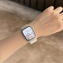 新款藝術優雅尼龍花卉錶帶，相容 38/40/41/42/44/45/46/49mm，適用於 Ultra/S10/9/8/7/6/5/4/3/2/1 - 星光純色 - 查看 4