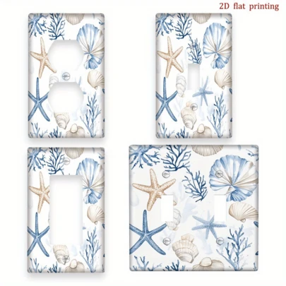 1pc 2D Printed Nautical Map Pattern Switch Plate Cover, Multi-Functional Easy To Clean, Suitable For Bedroom, Kitchen And Home, Unique Room Decor Accessory, 2D Flat Design