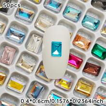 50pcs Mixed Color Long Octagonal K9 Rhinestones, Pointed Bottom, 6*8mm, Super Shiny Straight Angle Crystals, Suitable For DIY Nail Art, Jewelry Making, Fashion Accessories, Nail Art Supplies, Nail Decorations, Nail Art Components, Nail Gems - Multicolor - View 12