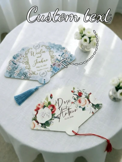 Personalized Text Wedding Fan, Customized Name, Tassel Fan, Wedding Favor, Bulk Wedding Favor Fan, Wedding Gift Fan