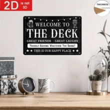 1件 2D平面 Welcome To The Deck 鐵製裝飾牌，後院戶外復古金屬牌，農舍風庭院門廊居家牆面裝飾 - 多色 - 查看 6