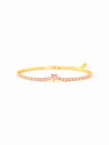 Vòng tay tennis hình trái tim bằng bạc sterling 925 mạ vàng 18K, có thể điều chỉnh kích thước, đính đá Cubic Zirconia, không gây dị ứng, dây chuyền mảnh mai, kiểu dáng lãng mạn để đeo hàng ngày, quà tặng ngày Valentine/sinh nhật. - Vàng - Xem 5