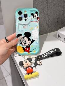 This Disney Mickey Mouse Lanyard Phone Case Is Fully Covered In TPU Material. It's Shockproof, Lightweight, And Compatible With IPhone17/16/11/13/15/15 Plus/15 Pro/15 Pro Max/12/14 Pro Max/11 Pro Max/12 Pro/12 Pro Max/13. This Phone Case Makes A Popular Birthday Gift Or Business Gift; It's Durable, Stain- And Fingerprint Resistant, And Suitable For Both Men And Women. The Set Also Includes A Mickey Mouse Phone Case And A Mickey Mouse Plush Bracelet. It's A Perfect Gift For Friends And Family. This Stylish Phone Case Is Fun, Lightweight, And Durable. IPhone17 Pro Max Phone Case, Minnie Mouse Phone Case. - trắng - Xem 1