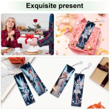 Bộ 4 chiếc bookmark tranh đính đá, quà tặng tranh đính đá pha lê kèm mặt dây chuyền kim cương, bookmark đọc sách thủ công tự làm lấp lánh cho gia đình, văn phòng, trường học, quà tặng cho người yêu sách. - Xem 6