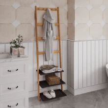 Bamboo Coat Stand And Shoe Rack, Natural & Charcoal - View 2