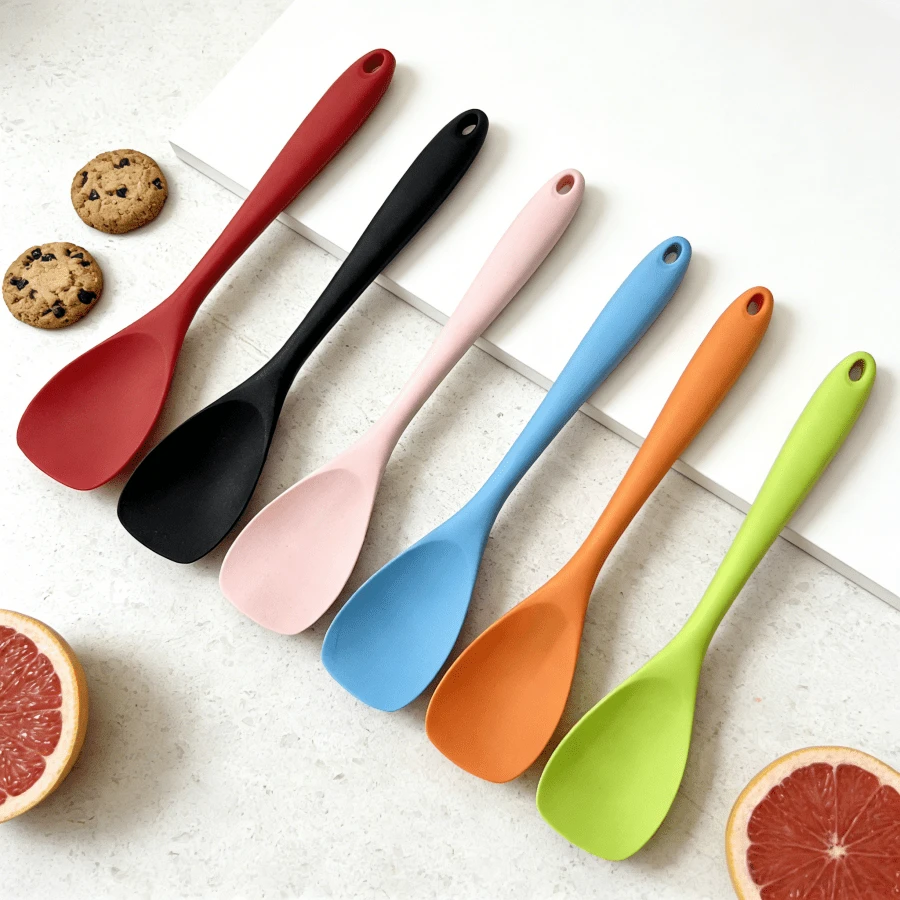 2/4pcs Heat-Resistant Silicone Spatula, Seamless Non-Stick Soft Scraper, Suitable For Salad Mixing, Baking, 6 Colors - Multicolor - View 1