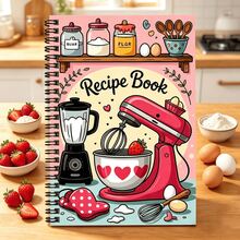 1pc Cute Baking Recipe Spiral Notebook, Pink Kitchen Cartoon Mixer And Whisk Design Recipe Journal, Recipe Organizer For Home Baking Enthusiasts, Perfect As Birthday, Christmas, Housewarming Gift For Baking Lovers - A - View 1