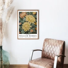 1 Piece. William Morris-Style Chrysanthemum Poster, Vintage Arts And Crafts Style Wall Decoration, Gallery Wall Decoration (Optional Frame) - A - View 4