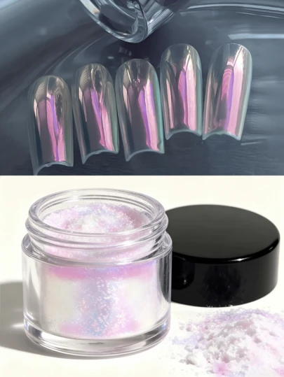 1pc, 0.24oz Large Capacity, 6.6g Chameleon Nail Glitter Powder, Y2K 3D Nail Art Decorations Shiny Powder, Easy To Use, Create High-Gloss Nails Without Lighting, Designed For Nail Salons