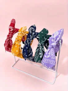 Bộ 3 băng đô nơ in họa tiết Paisley, băng đô cài tóc kiểu khăn bandana cổ điển dành cho nữ, băng đô rộng chống trượt thích hợp cho sử dụng hàng ngày và đi nghỉ mát. - Nhiều màu - Xem 2