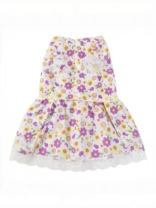 1pc Colorful Floral Print Lace Trim Dress For Pets, Stylish Daily Wear - Purple - View 7