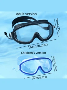 1 Pair Adult Large Frame Swimming Goggles, Anti-Fog, High Definition, Integrated Ear Plugs, Silicone Material, Swimming Equipment - Multicolor - View 3