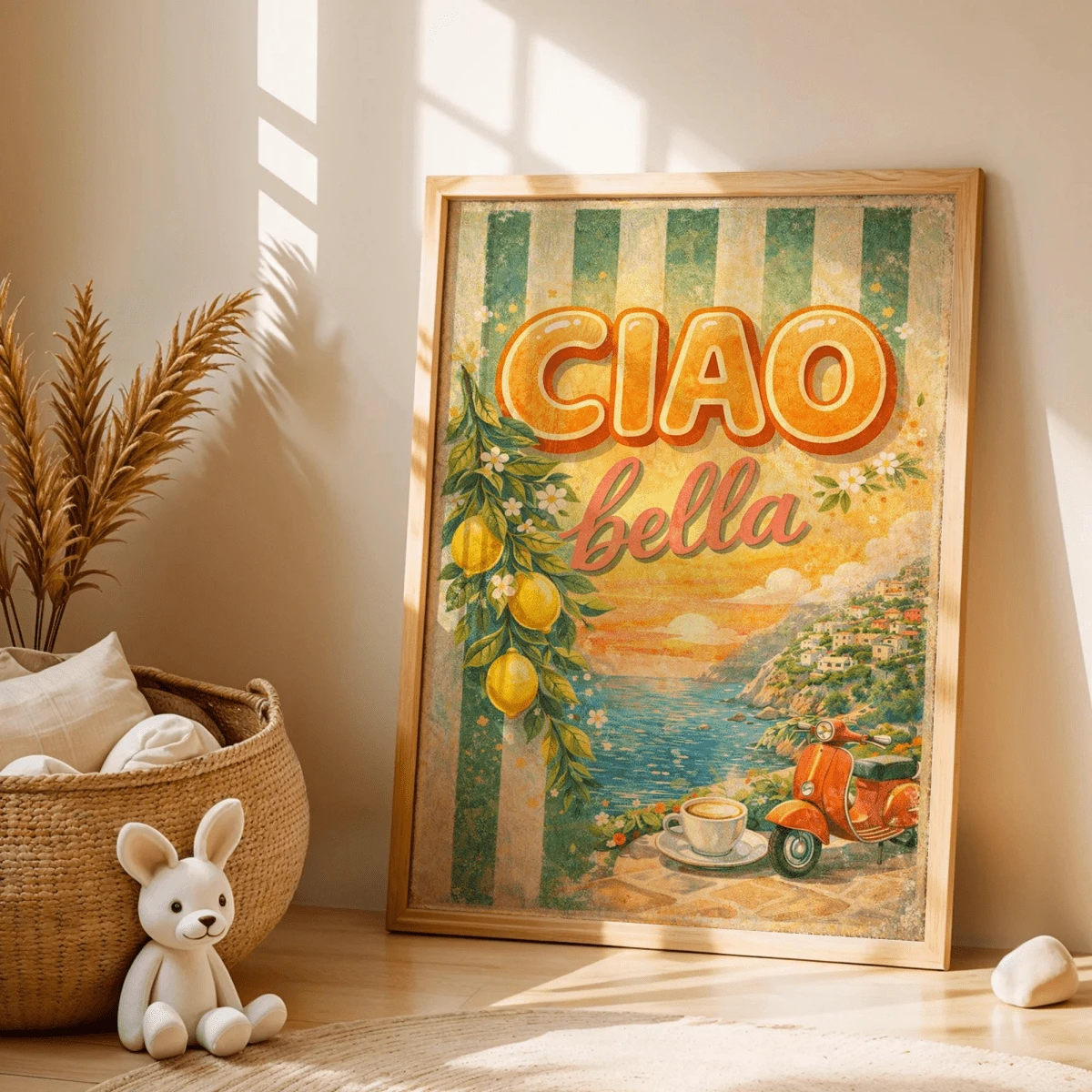 1-Piece Italian Seaside Poster, Mediterranean-Style Travel-Themed Print, Amalfi Lemon Decoration, Italian-Style Wall Decoration. - A - View 1