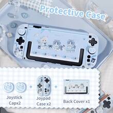 Bộ ốp bảo vệ hình mèo dễ thương cho Switch2 / Switch 2025 / NS2, ốp có thể tháo rời, vỏ PC mỏng dễ thương kèm 2 nắp cần điều khiển, túi đựng và hộp đựng thẻ game, miếng dán kính cường lực, phụ kiện game. - Xem 3