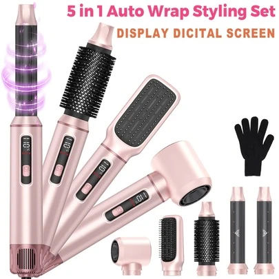 ATOPSKINS 2026 Upgraded 5-In-1 Multi-Function Hot Air Brush & Hair Dryer | Detachable Set + LED Display (Precise Temperature Control) | Fast Heating, Auto Curling | Perfect Christmas Gift For Travel And Daily Use