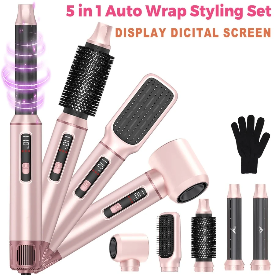 ATOPSKINS 2026 Upgraded 5-In-1 Multi-Function Hot Air Brush & Hair Dryer | Detachable Set + LED Display (Precise Temperature Control) | Fast Heating, Auto Curling | Perfect Christmas Gift For Travel And Daily Use