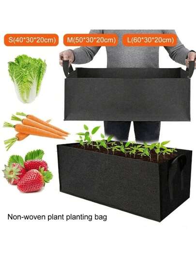Large Capacity Multi-Functional Foldable Planting Bag With Handle, Available In Multiple Sizes, Made Of Non-Woven Fabric, Suitable For Planting Vegetables, Flowers And Seedlings, Classic Rectangular Design, Ideal For Planting Tomatoes, Potatoes, Lettuce And More