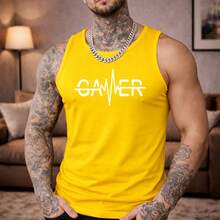 Men's 100% Cotton Gym T-Shirt Launch - 黃色 - 查看 1