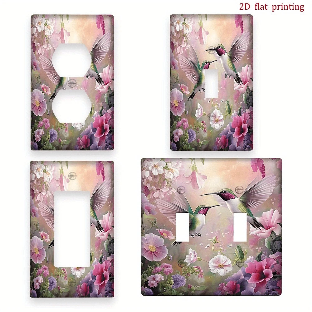 1pc [2D Printed] Floral & Hummingbird Decorative Light Switch And Outlet Cover Plate, Durable And Easy To Install, Suitable For Residential And Commercial Spaces - Star - View 1