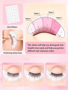 Silicone Eyelash Extension Practice Head Set, Suitable For Beginners, Includes: Practice Head Model, Tweezers, Brush, Alignment Stickers, Cleaning Brush, Glue, And Tools For Learning Eyelash Extension - Multicolor - View 5